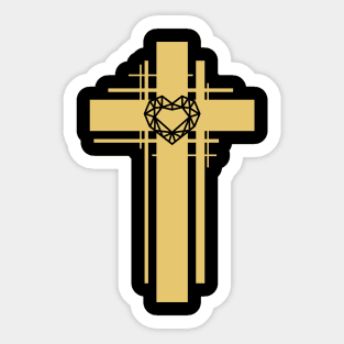 The cross of Christ and the diamond heart Sticker